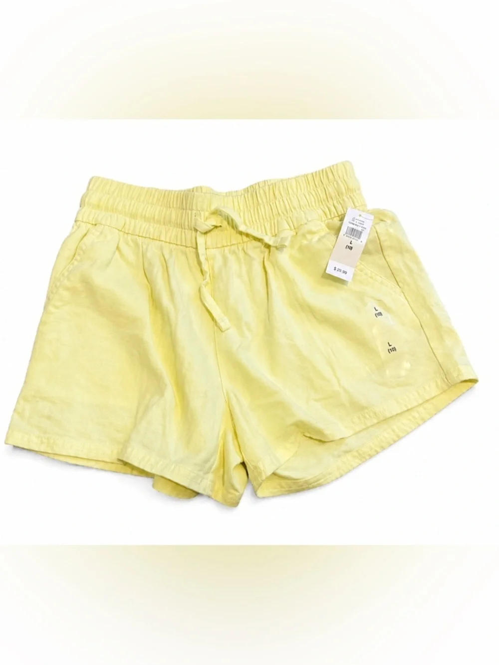 Gap Kids Linen Blend Shorts Size 10 Large Yellow Elastic Waist Lightweight NWT